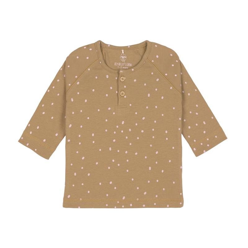 Lässig Langarmshirt Babyshirt Punkte curry Größe 74/80