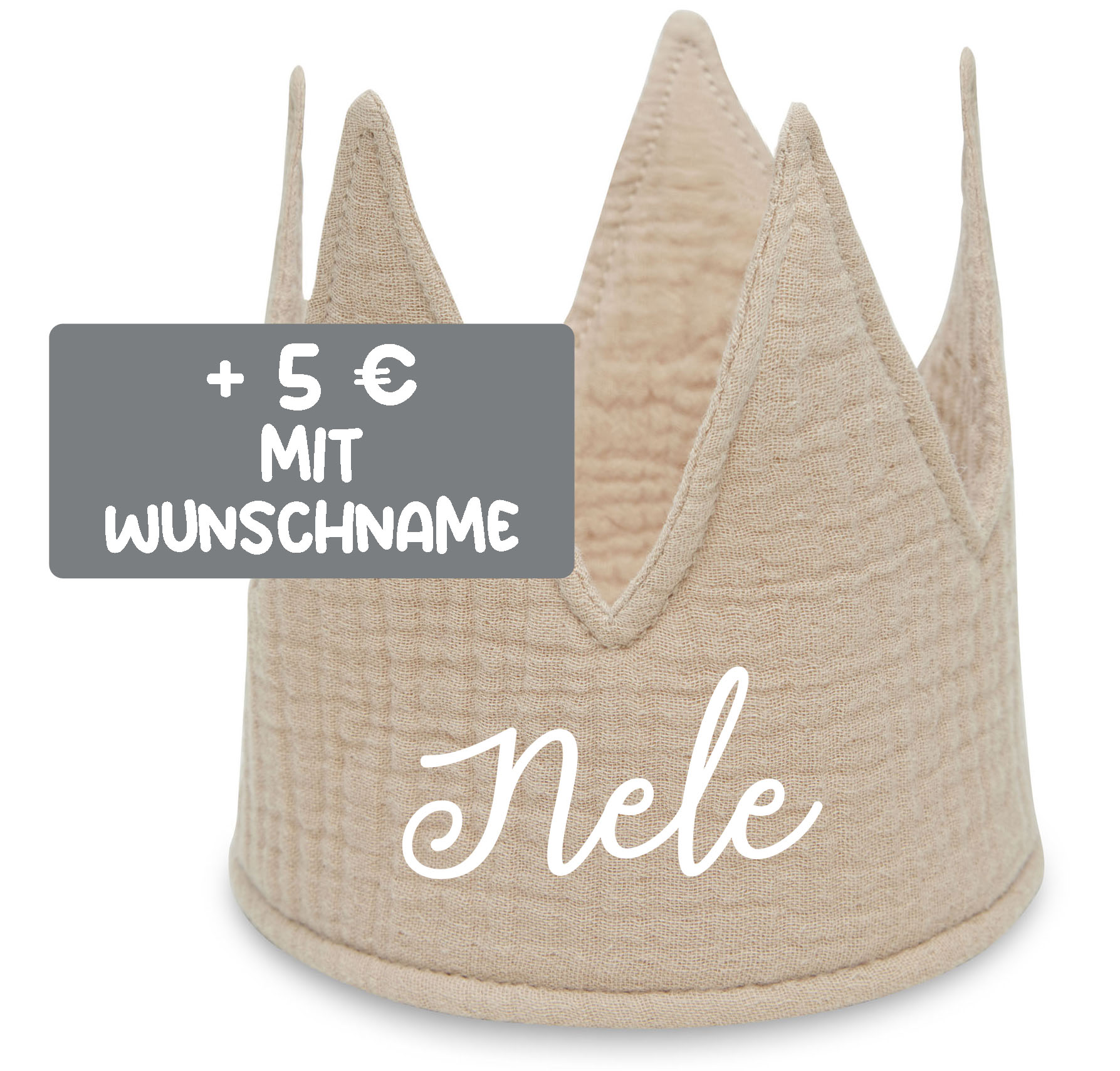 Jollein Geburtstagskrone aus Stoff 12 x 35 cm Biscuit