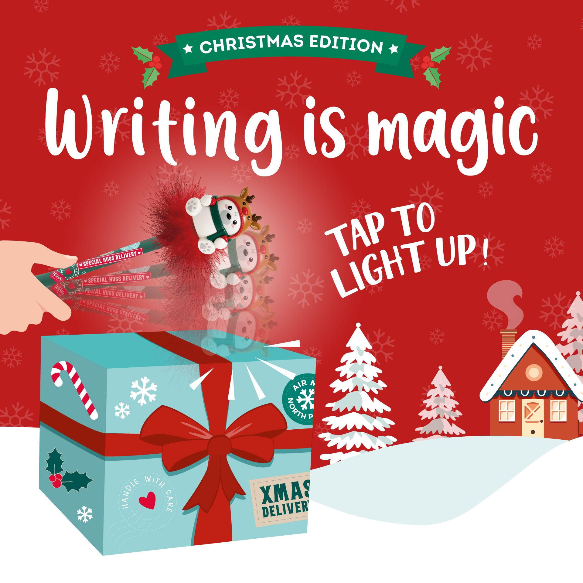 Legami Leuchtender Kugelschreiber Writing is Magic Polar Bear Reindeer