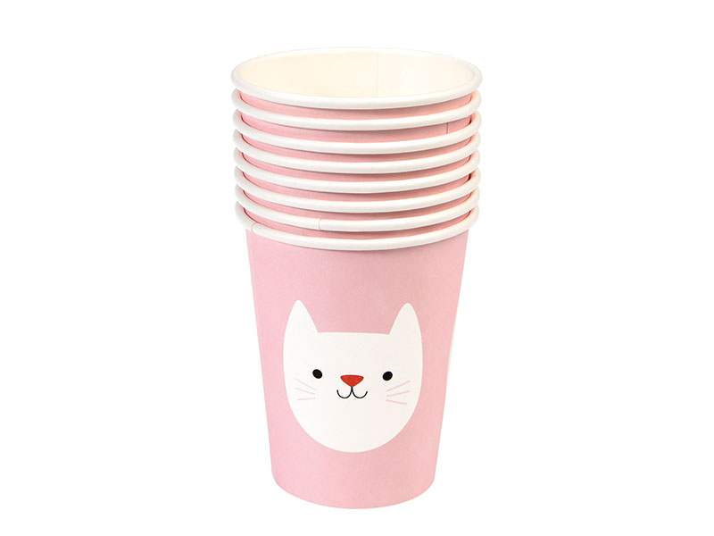 Rex International Kinder Pappbecher mit Motiv Katze Cookie, 8 Stück