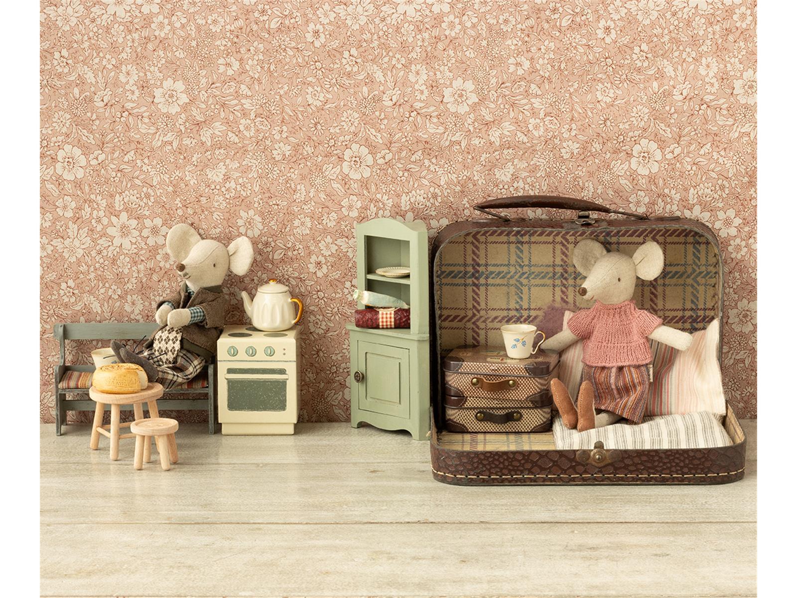 Maileg Kleidung Sakko Hose und Krawatte im Koffer Opa Maus