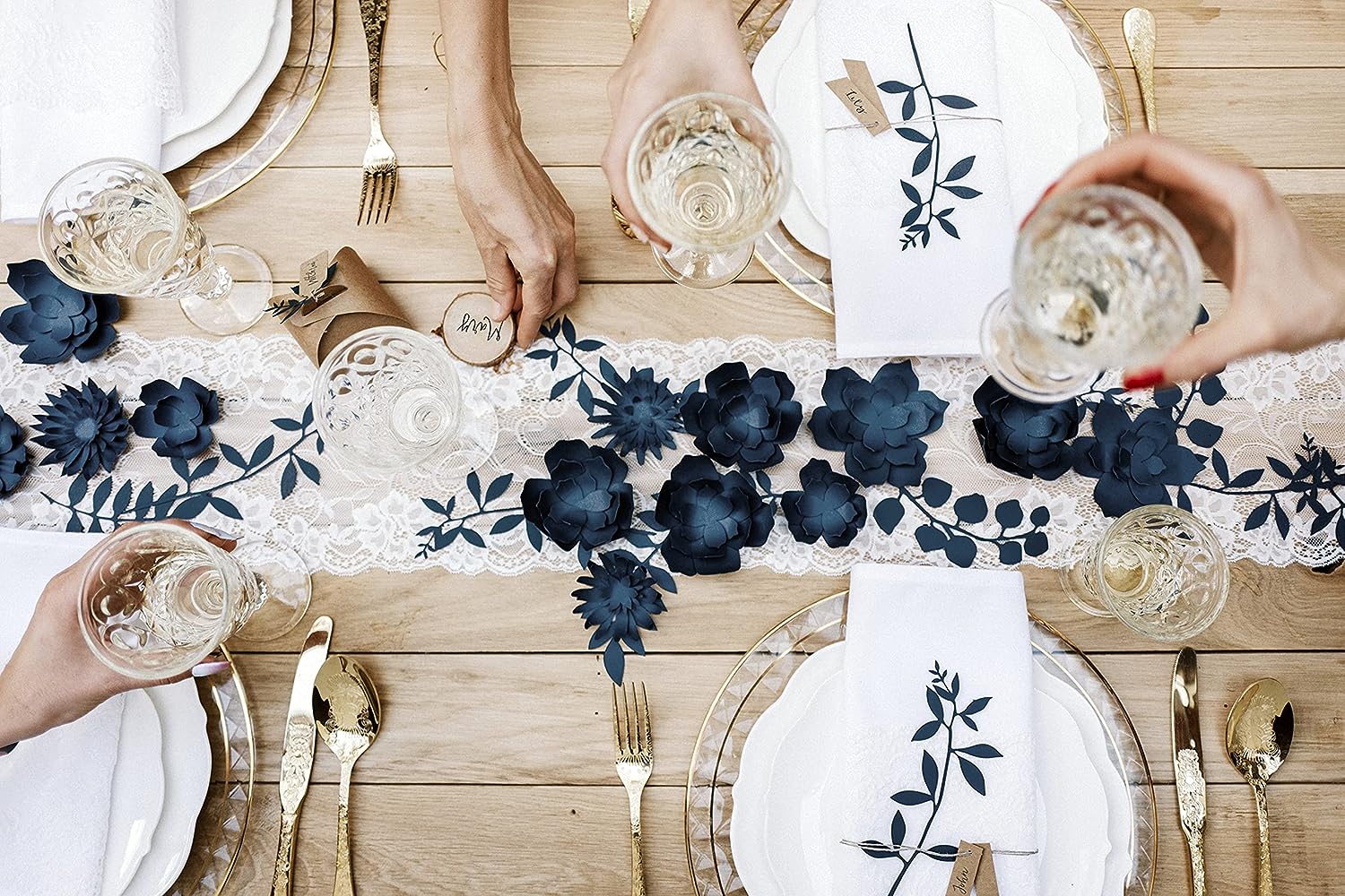 PartyDeco Hochzeitsdeko Tischdekoration Papierblumen Navy Blue PartyDeco Hochzeitsdeko Tischdekoration Papierblumen Navy Blue