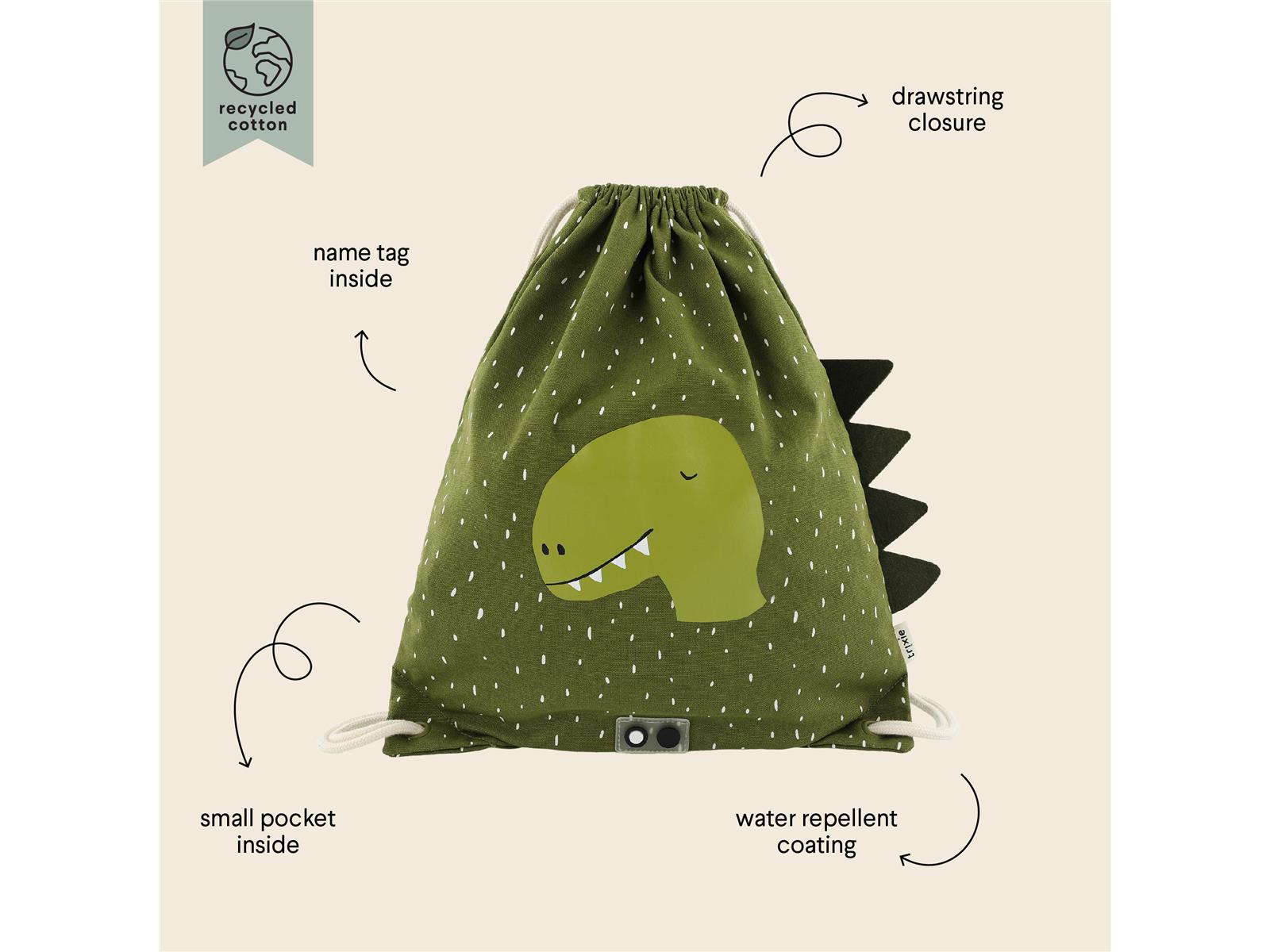 Trixie Turnbeutel Turntasche Mr Dino Dinosaurier Grün