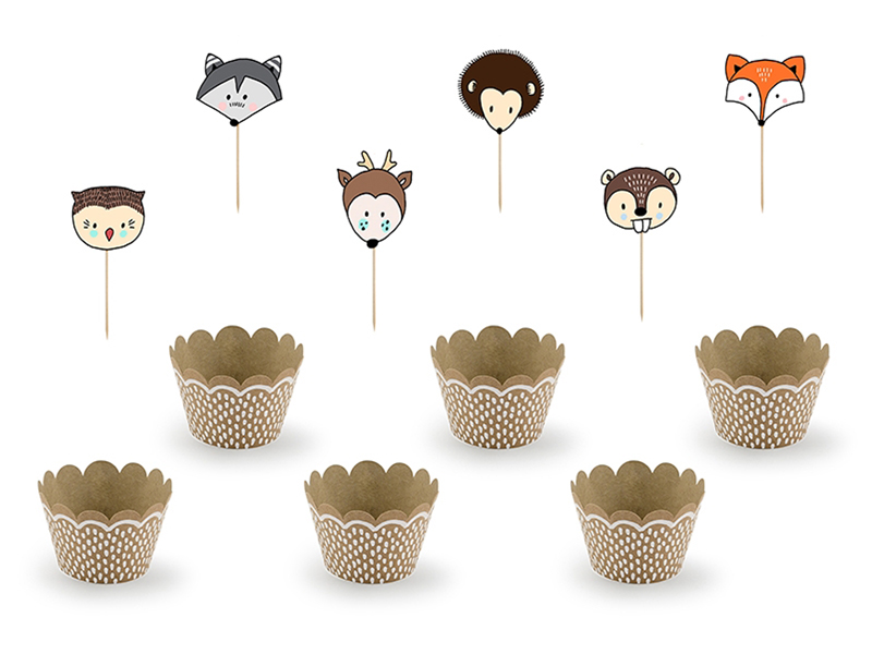 Cupcake Muffin Set Kit Wrappers and Toppers Woodland Waldtiere 6 Stück Cupcake Muffin Set Kit Wrappers and Toppers Woodland Waldtiere 6 Stück