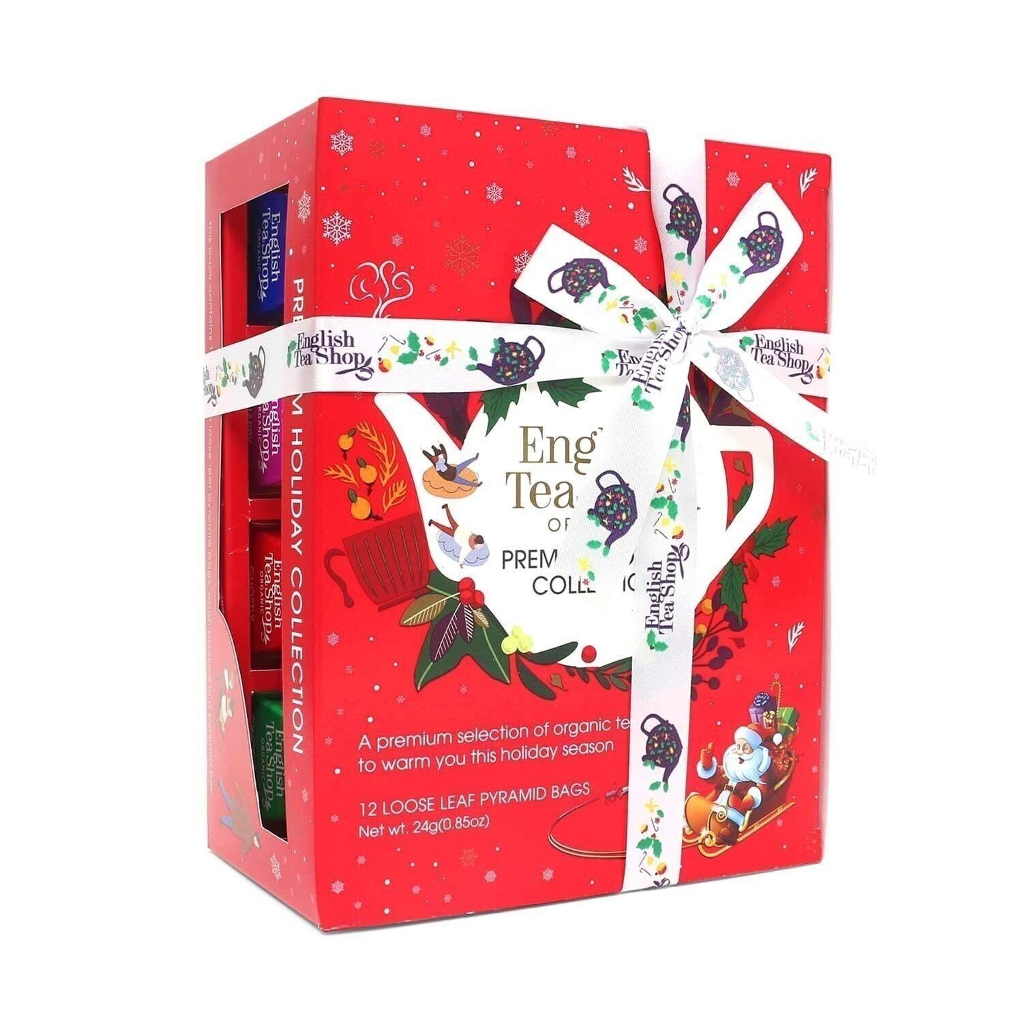 English Tea Shop Teegeschenk mit Schleife Premium Christmas Edition Rot 12 Teebeutel