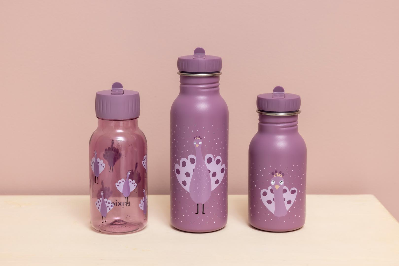 Trixie Trinkflasche aus Edelstahl Mrs Peacock Pfau violett 350 ml