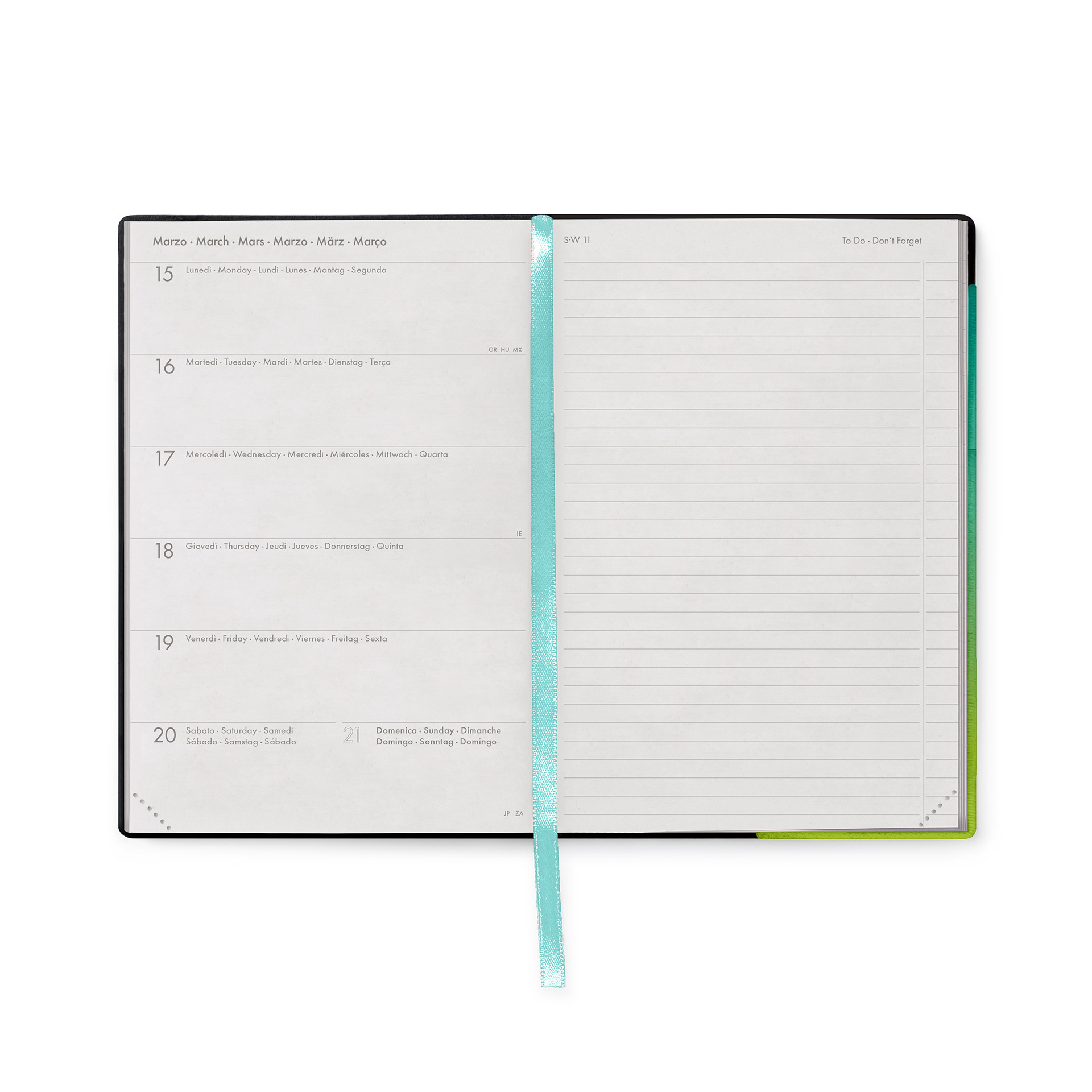 Legami Terminplaner 12 Monate mit Notizbuch M 2027 Shades of Green