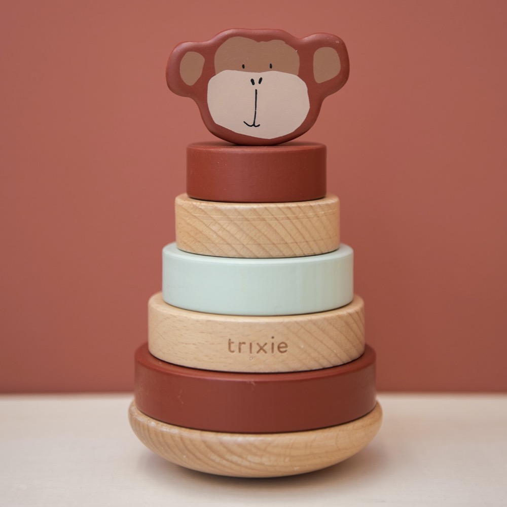 Trixie Baby Stapelturm mit Ringen Holz Affe braun
