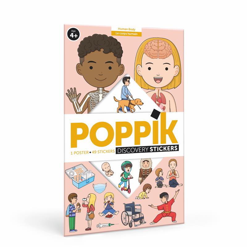 Poppik Stickerposter Discovery + 48 Sticker Motiv Der menschliche Körper 4-7 J.