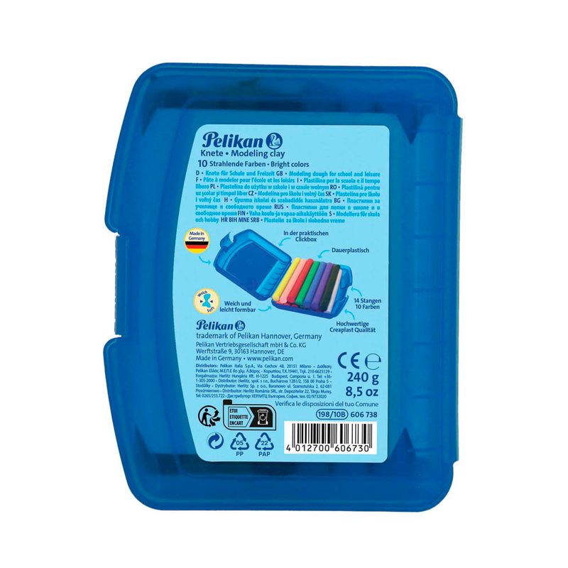 Pelikan Knete Knetmasse Creaplast 14 Stangen 10 Farben Blaue Box