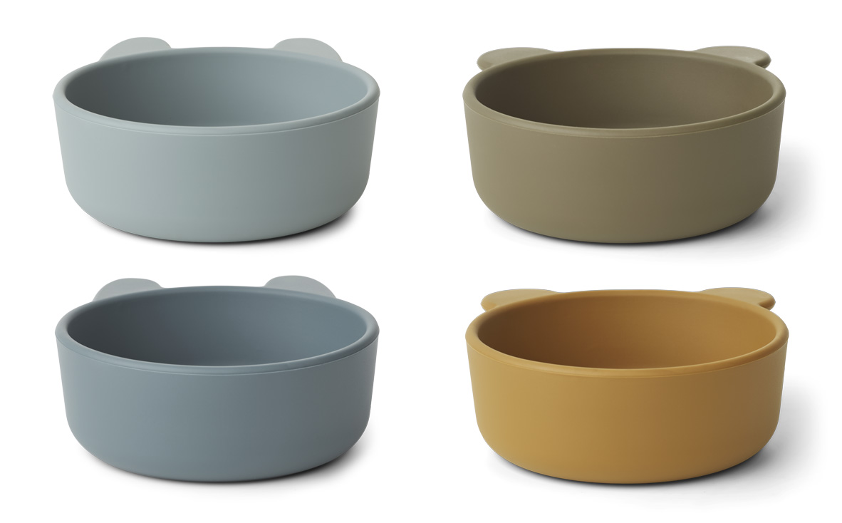 Liewood Iggy Silikon Schüssel Set Caramel Blue Mix 4 Stück