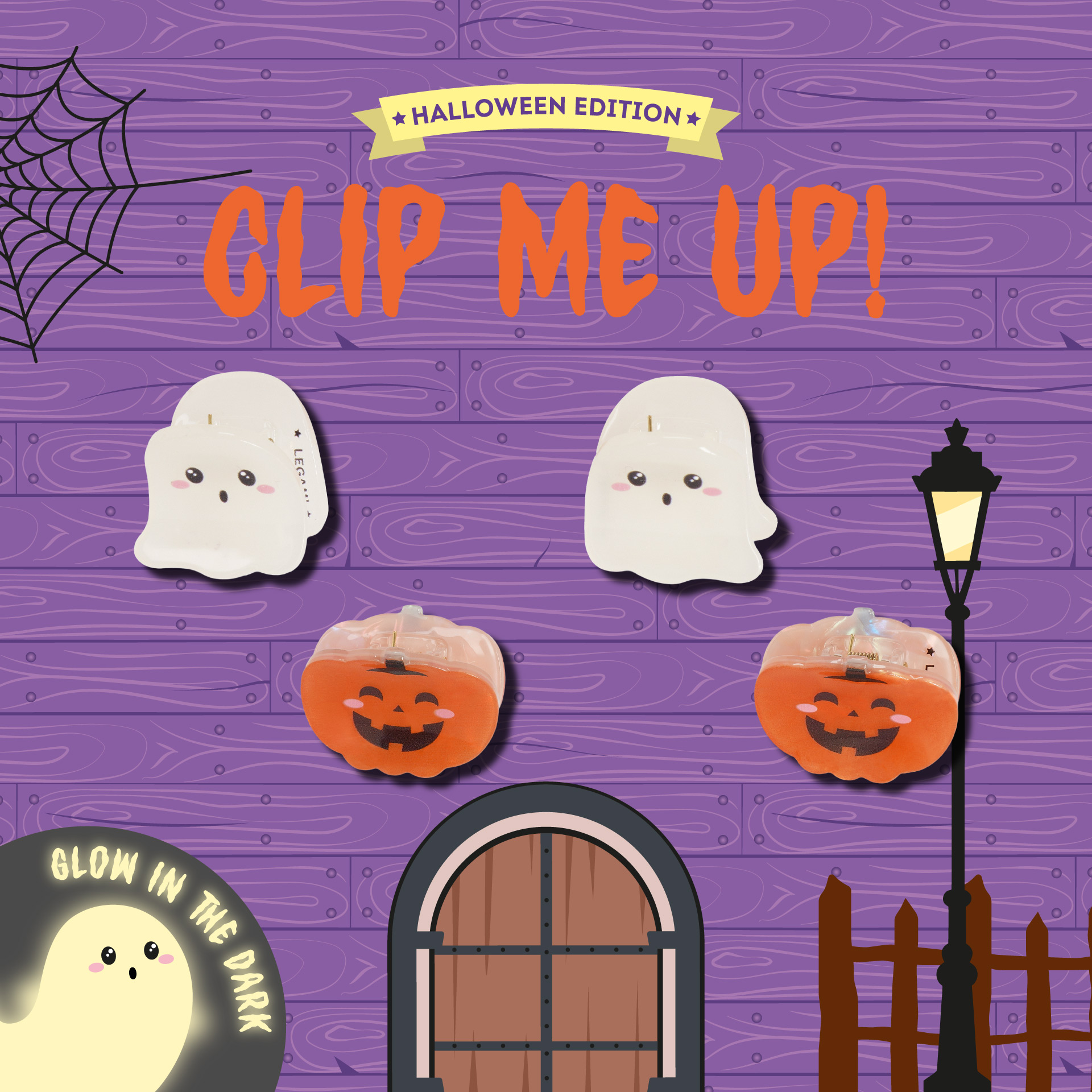 Legami Halloween Set aus 4 Mini-Haarclips Clip me Up Ghost & Pumpkin