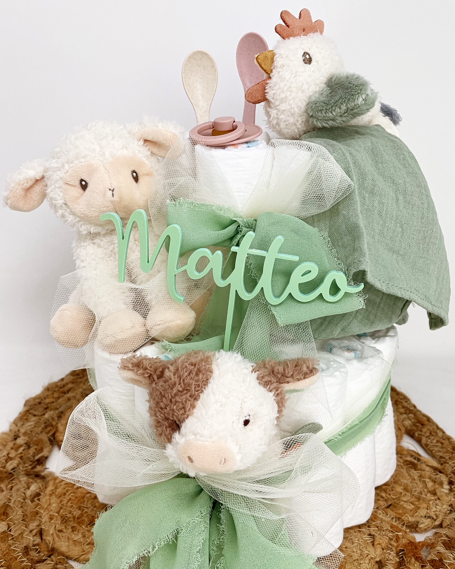 Elfenstall Windeltorte Pamperstorte Farmtiere von Little Dutch grün Elfenstall Windeltorte Pamperstorte Farmtiere von Little Dutch grün