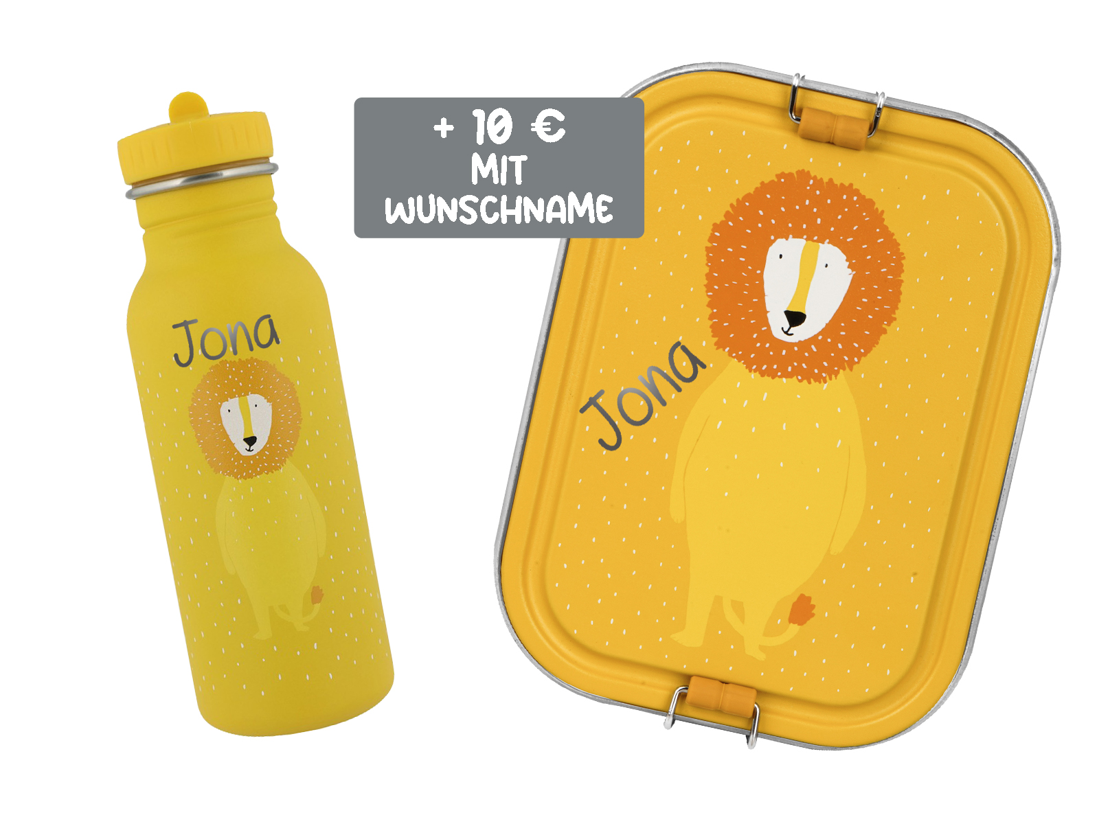 Trixie Baby Brotdose Trinkflasche Set Edelstahl Löwe Gelb Large