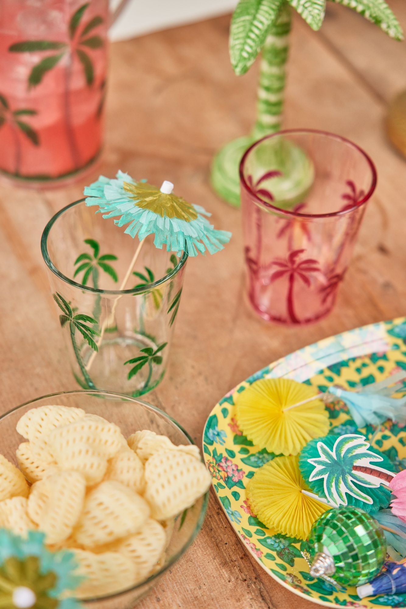 Rice Becher Trinkglas Acryl Palme Palm Tree Design Weiß