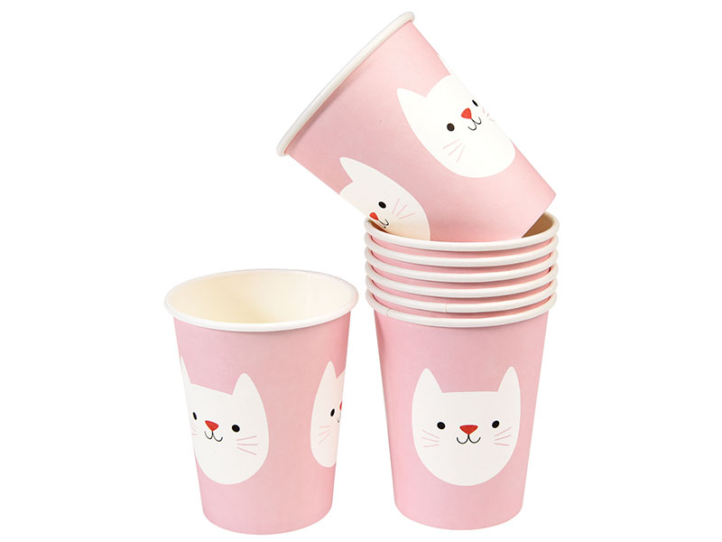 Rex International Kinder Pappbecher mit Motiv Katze Cookie, 8 Stück