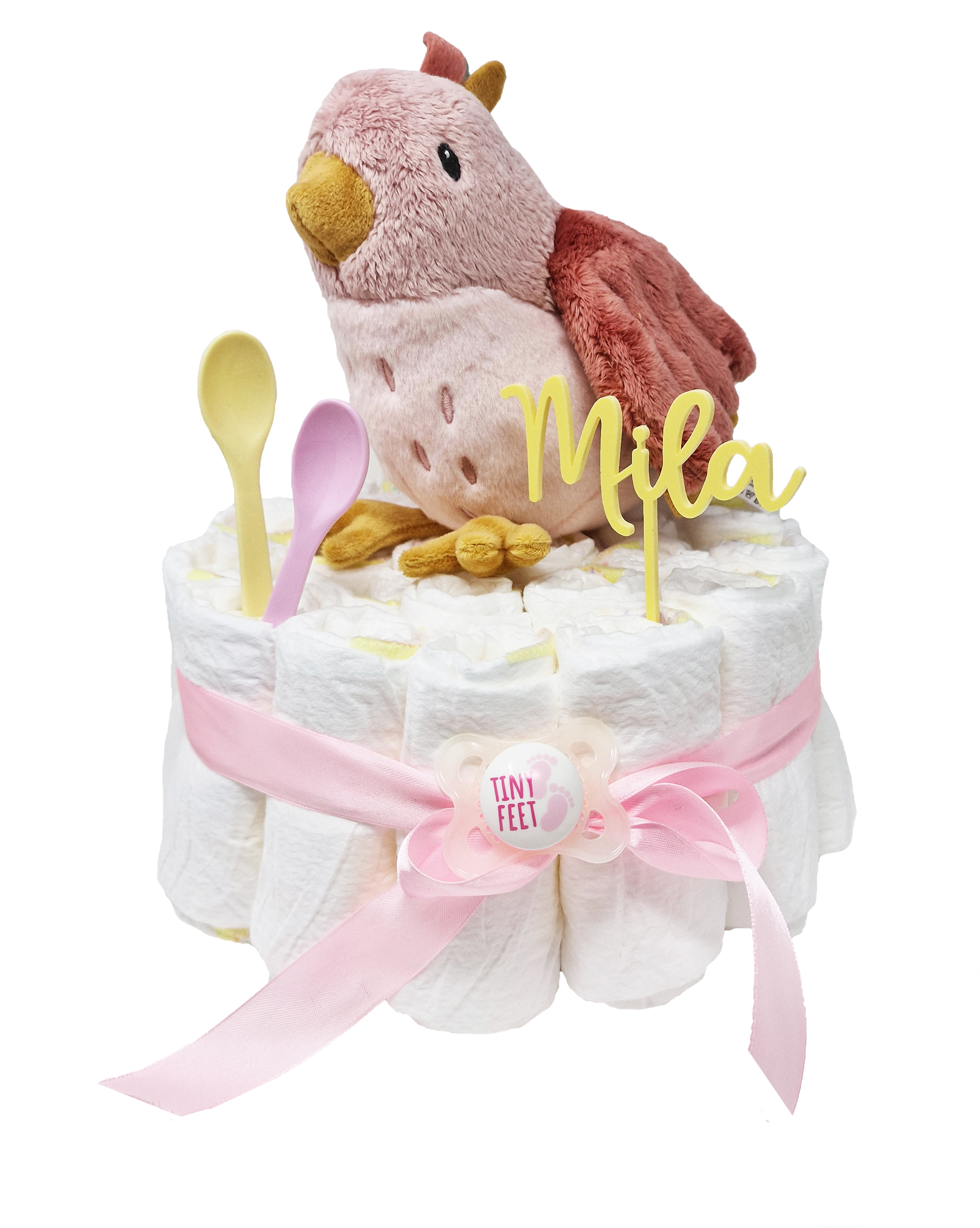 Elfenstall Windeltorte Pamperstorte Little Dutch Vogel pink