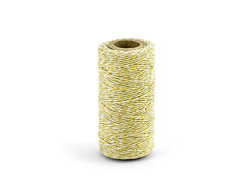 PartyDeco Bakers Twine Bäckergarn aus Baumwolle Bastelschnur gelb 50m