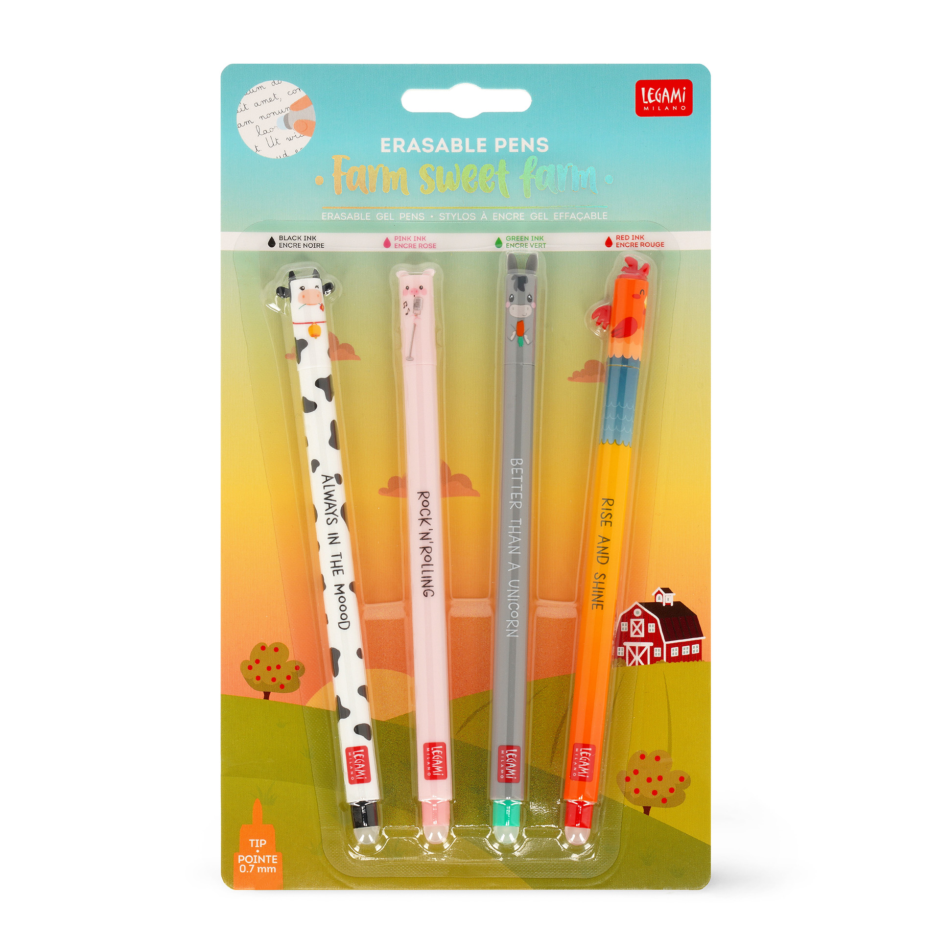 Legami 4er Set Löschbare Gelstifte Gel Pens Farm Sweet Farm