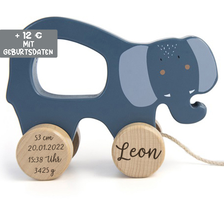 Trixie Holz-Nachziehtier Mrs Elephant Elefant blau Trixie Holz-Nachziehtier Mrs Elephant Elefant blau
