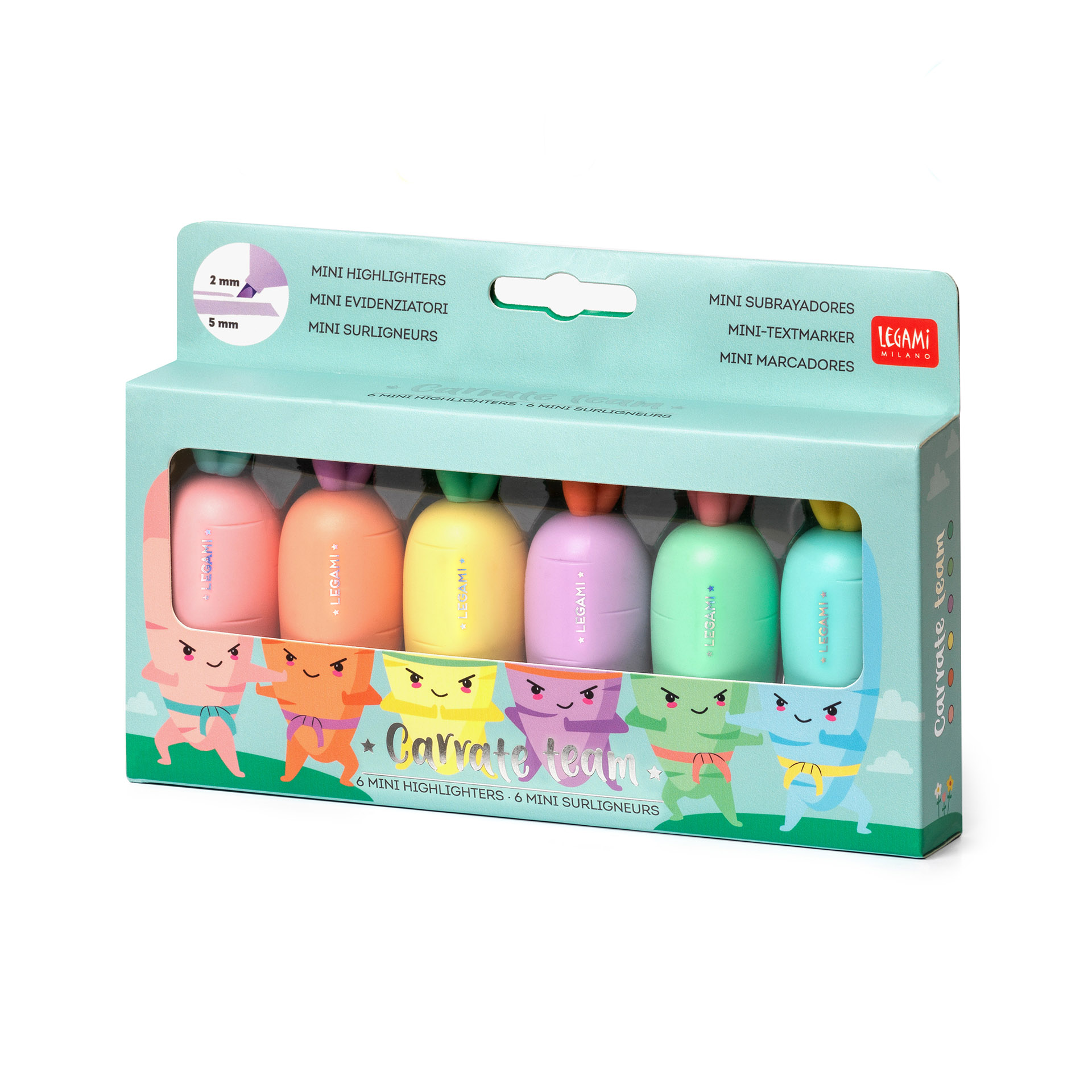Legami 6er-Set aus Mini Textmarkern Carrate Team Carrot Karotte