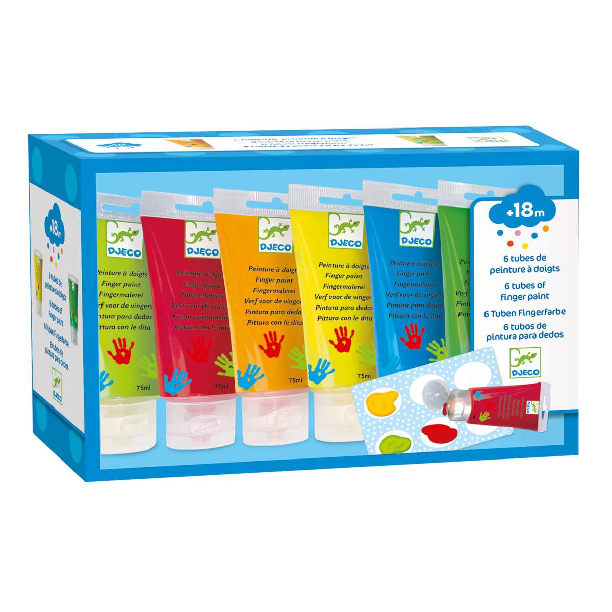 Djeco Fingerfarben Fingermalfarben mit 6 verschiedenen Farben
