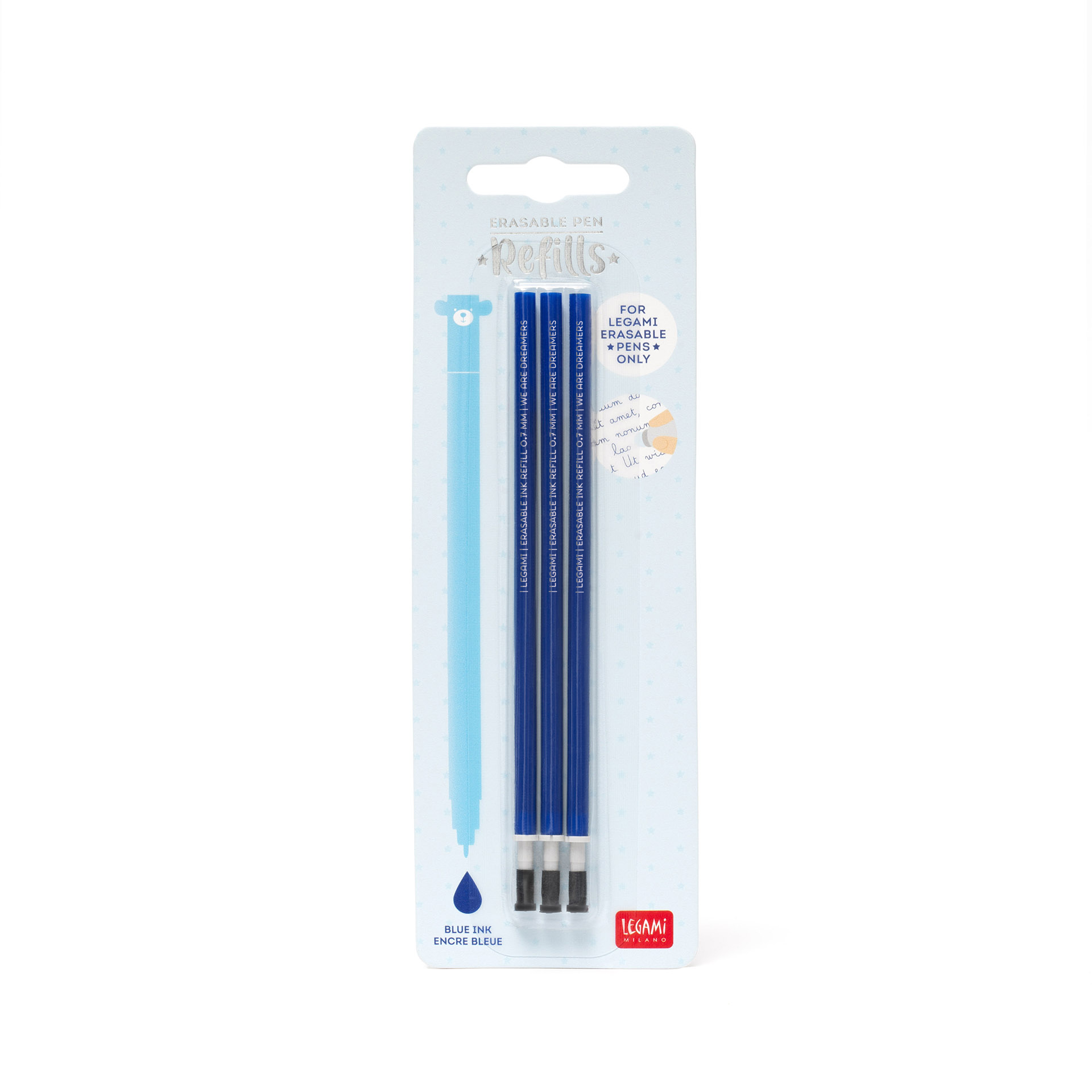Legami 3 Ersatzminen für löschbaren Gelstift Blue Blau