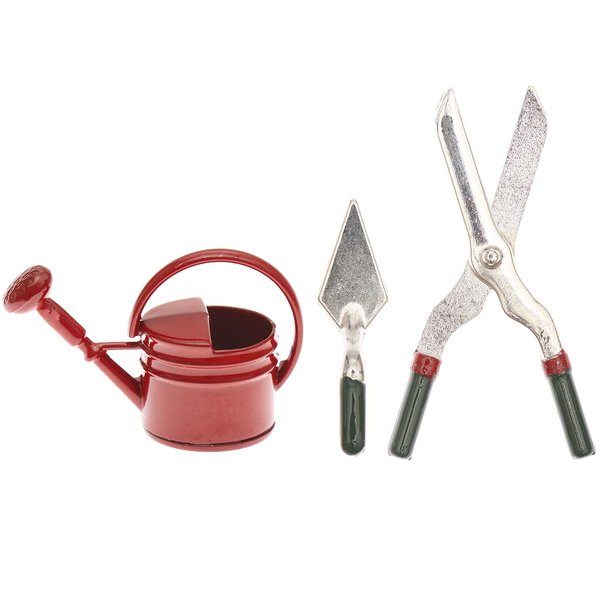 Rico Design Wichtel Miniatur Gießkanne und Gartenwerkzeug 3 teilig