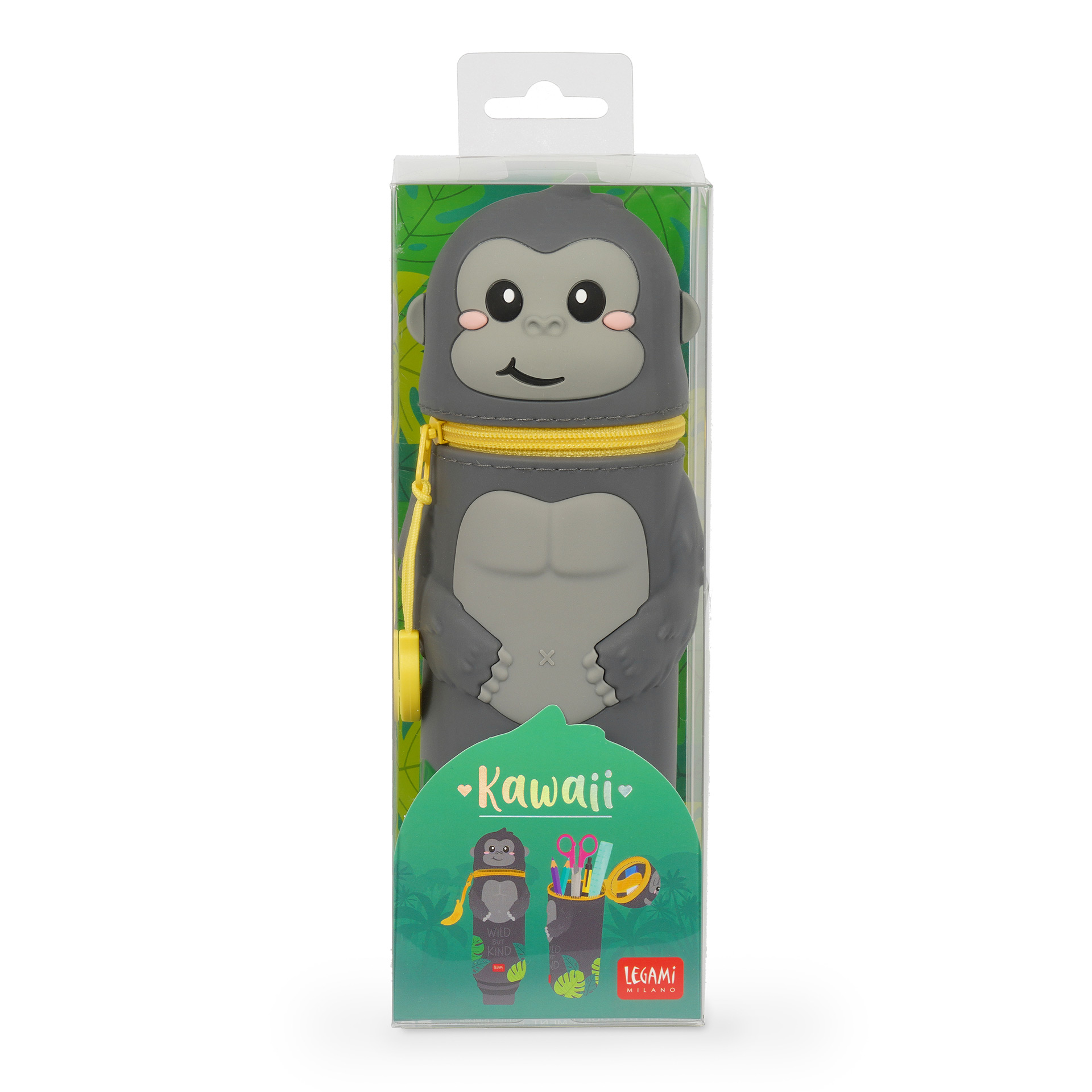 Legami 2 in 1 Federmäppchen aus Silikon Kawaii Gorilla