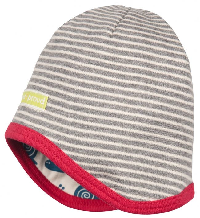 Loud + Proud Wendemütze Kindermütze Grau Schnecke 62/68