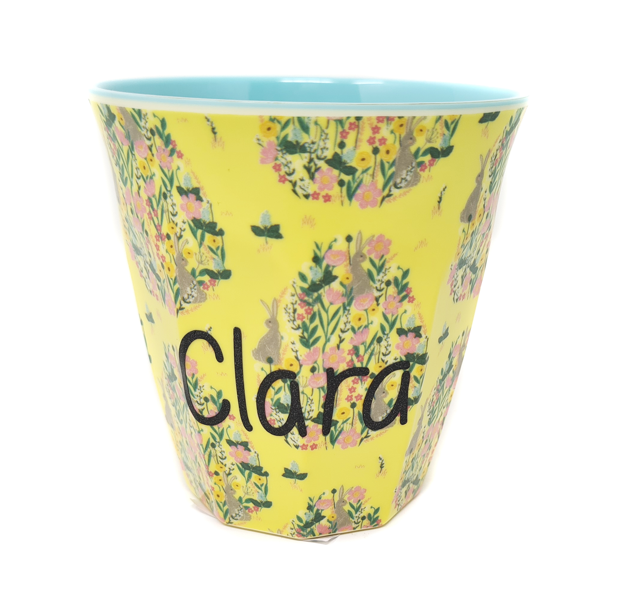 Elfenstall Rice Becher mit Wunsch-Namen personalisiert Medium Bunny Hase gelb