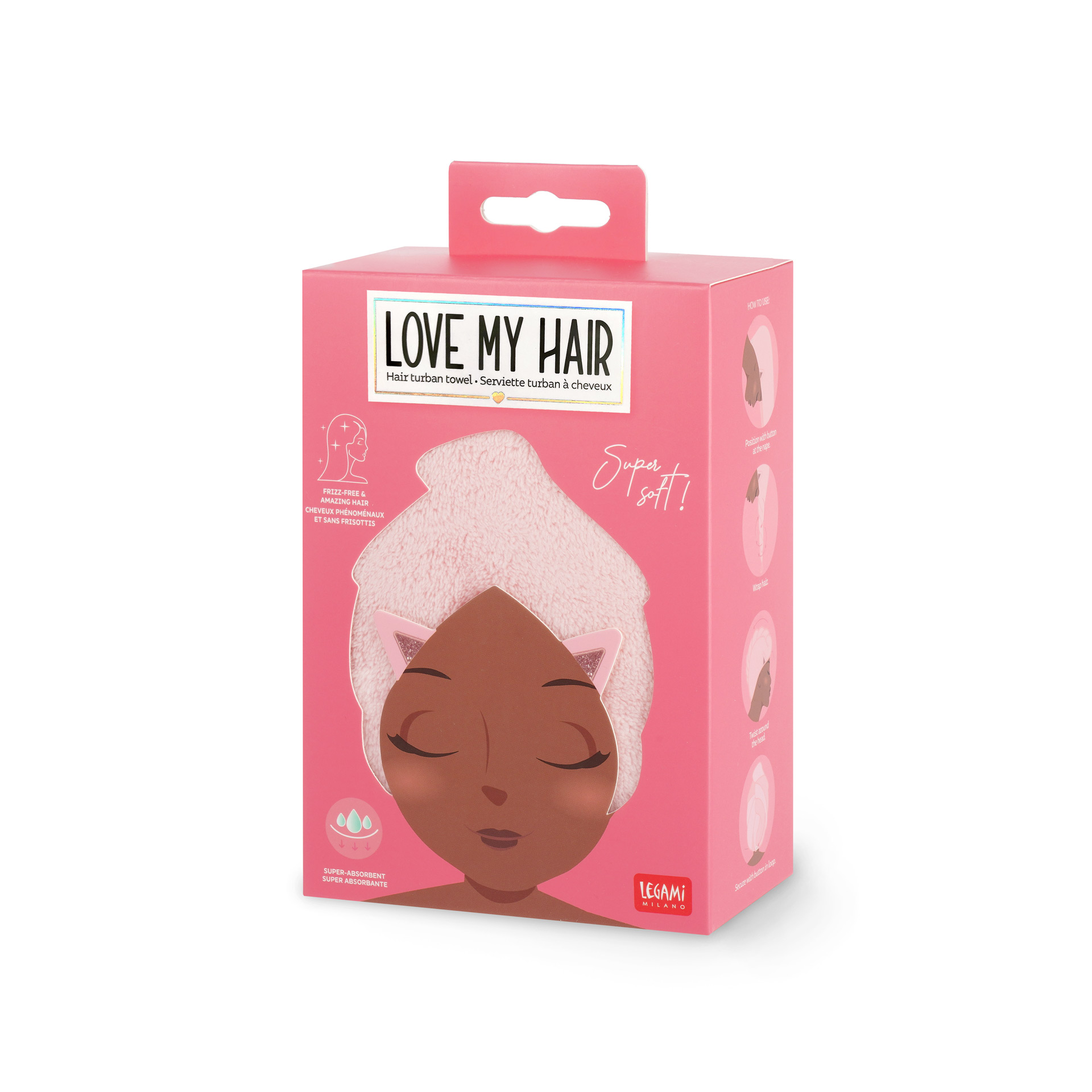 Legami Turban-Handtuch für die Haare - Love my Hair Meow