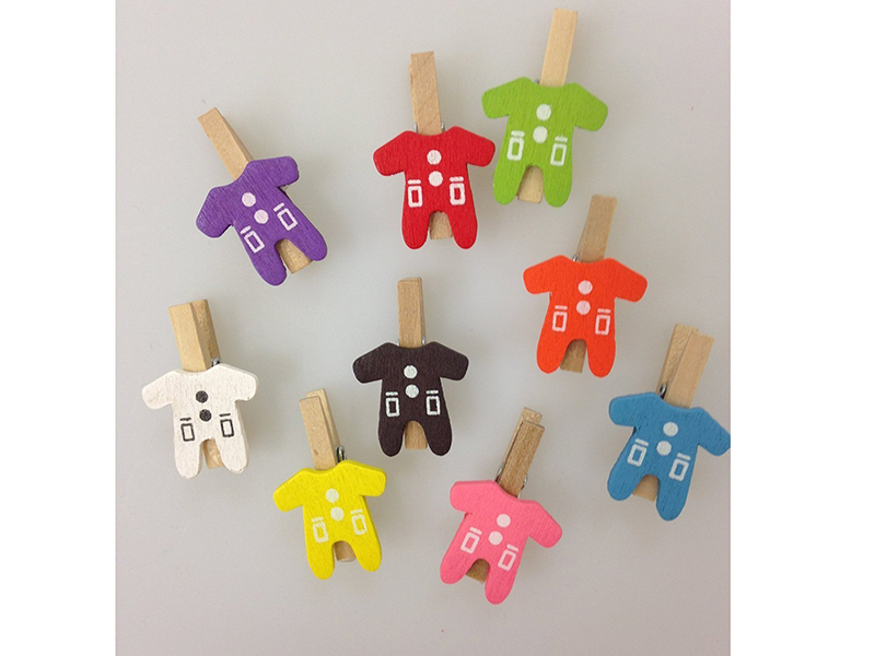 Elfenstall Kleine Mini Holz Wäscheklammern / Holzklammer Hose Braun