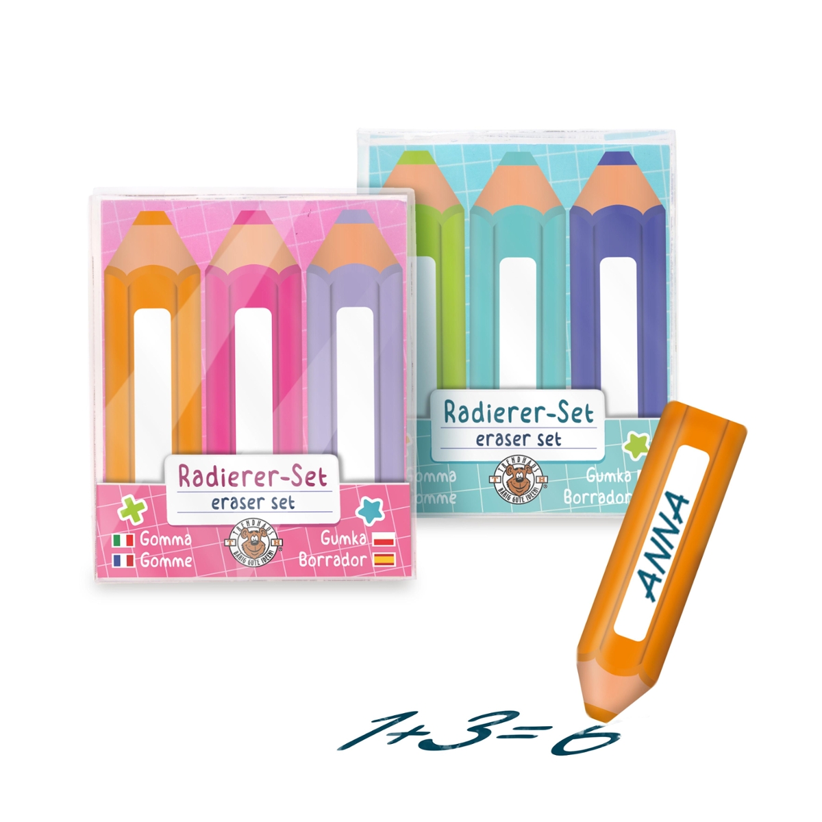 Trendhaus ABC Radierer Stifte Radiergummi 3er Set sortiert