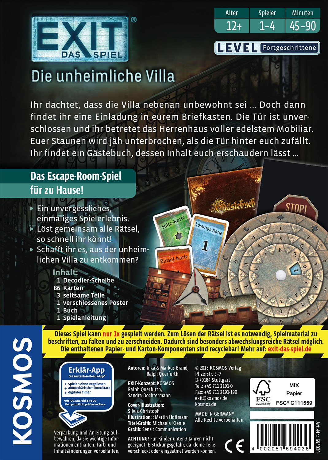 Kosmos Exit das Spiel Die unheimliche Villa Kosmos Exit das Spiel Die unheimliche Villa