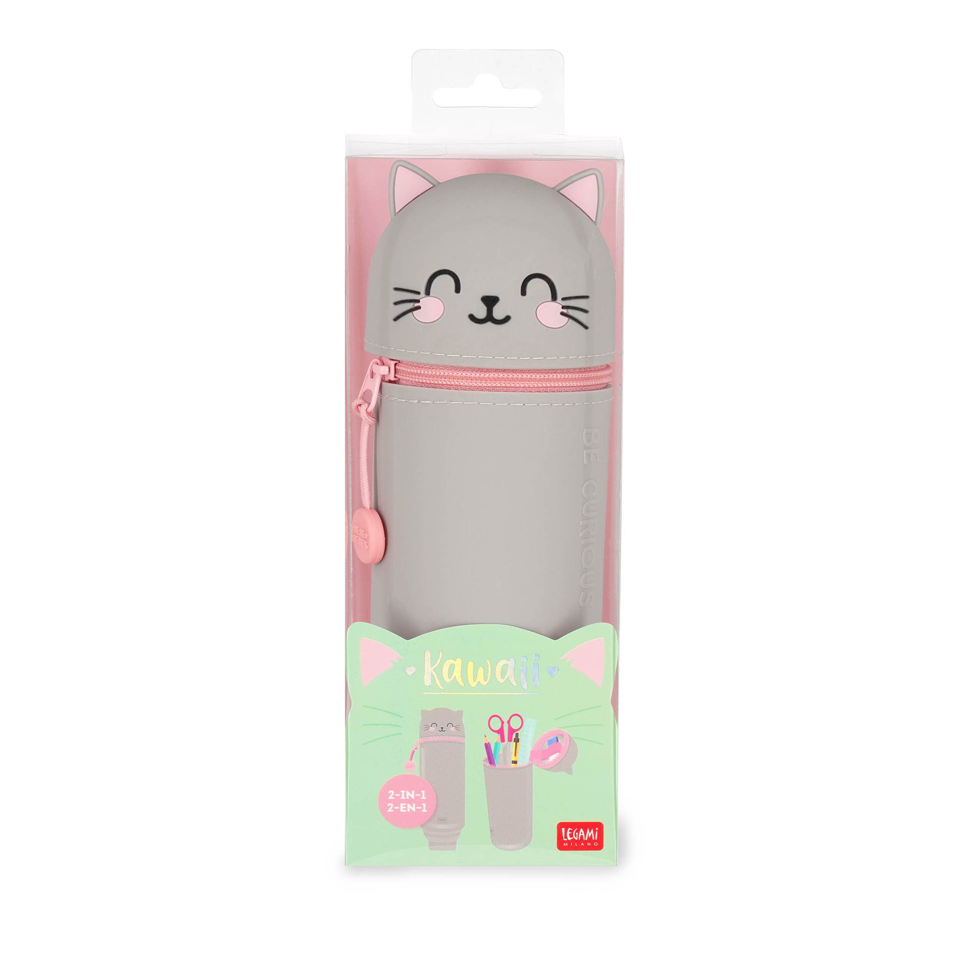 Legami 2 in 1 Federmäppchen aus Silikon Kawaii Kitty Katze