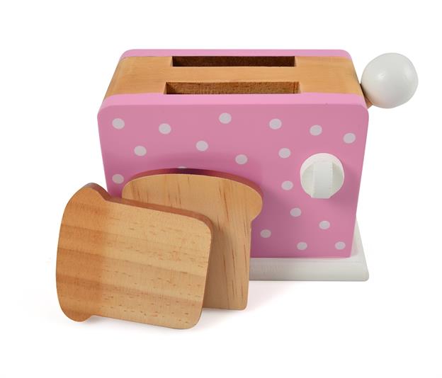 Magni Holz-Toaster mit Pop-Funktion mit Toastscheiben in Rosa mit Punkten