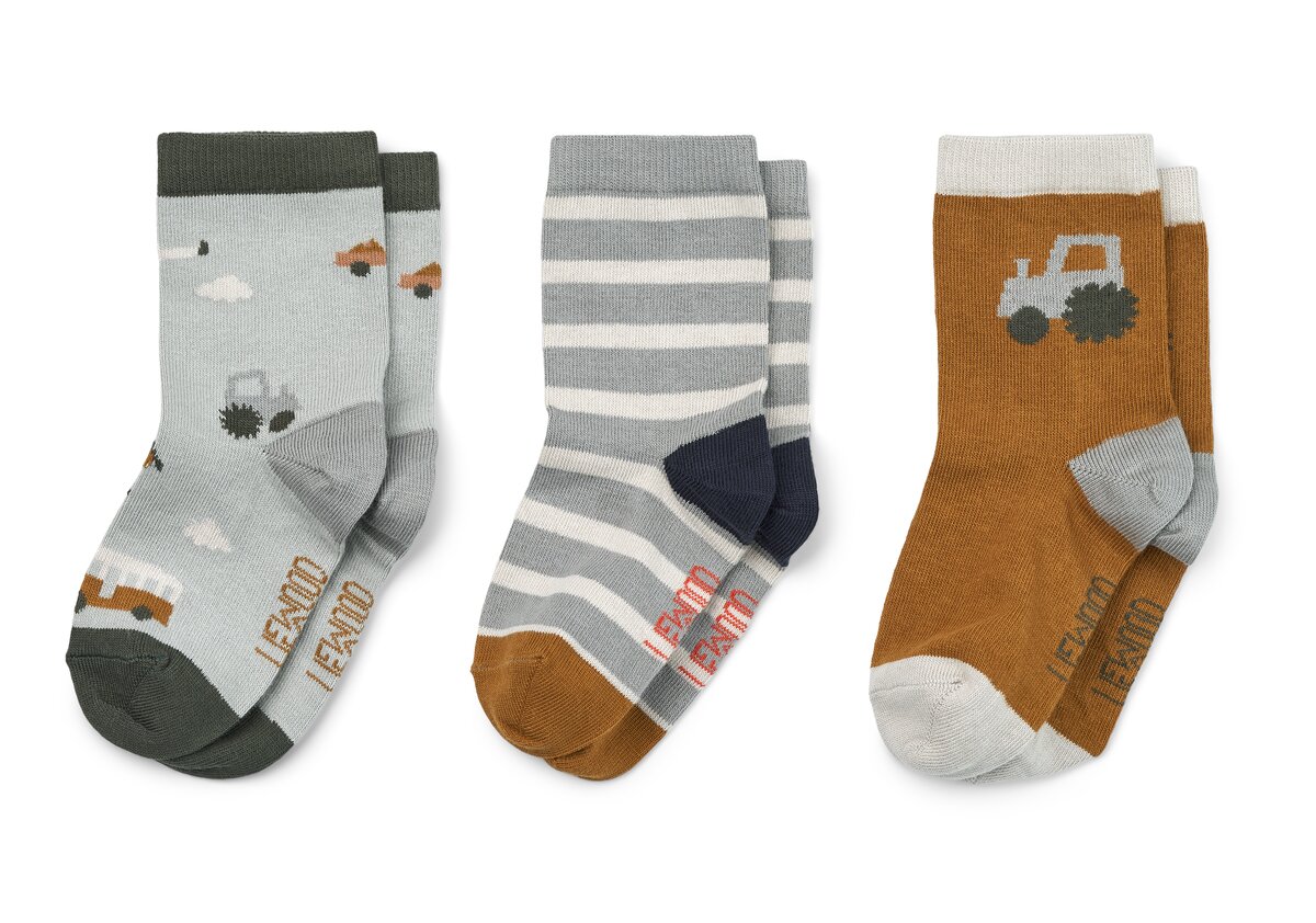 Liewood Strümpfe Socken Silas Fahrzeuge Blue 3er Set 17/18 (0-6 Monate)