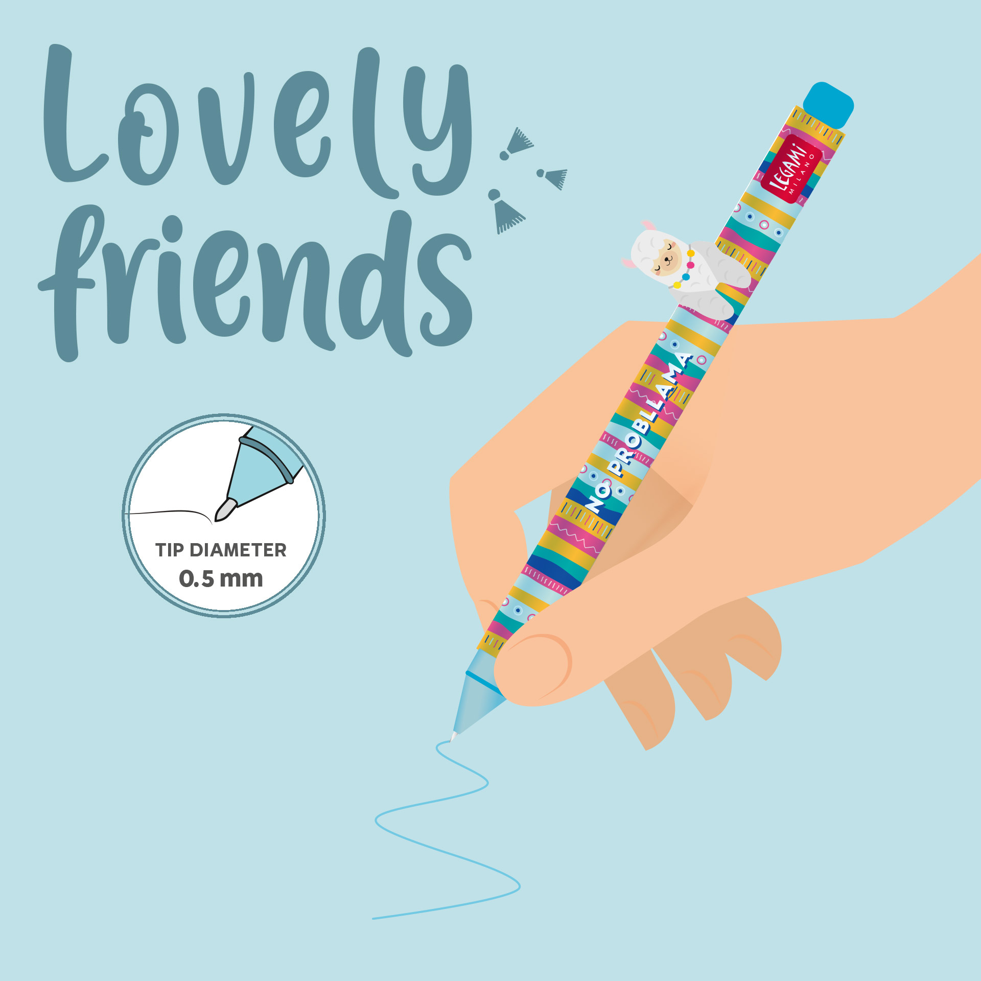 Legami Gel Stift mit Tierdeko Lovely Friends Lama