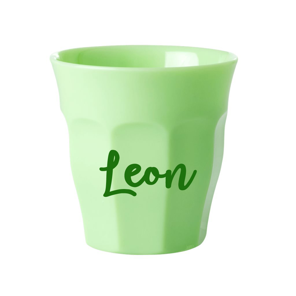 Elfenstall Rice Becher mit Wunsch-Namen personalisiert Neon Grün Medium