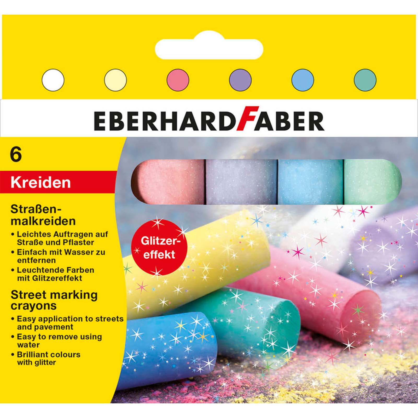 Eberhard Faber Straßenmalkreide 6 Stück Glitzereffekt