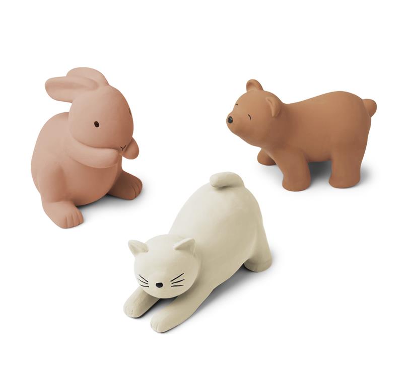 Liewood Badewannspielzeug Tiere David aus Naturkautschuk Rose multi, 3er Set