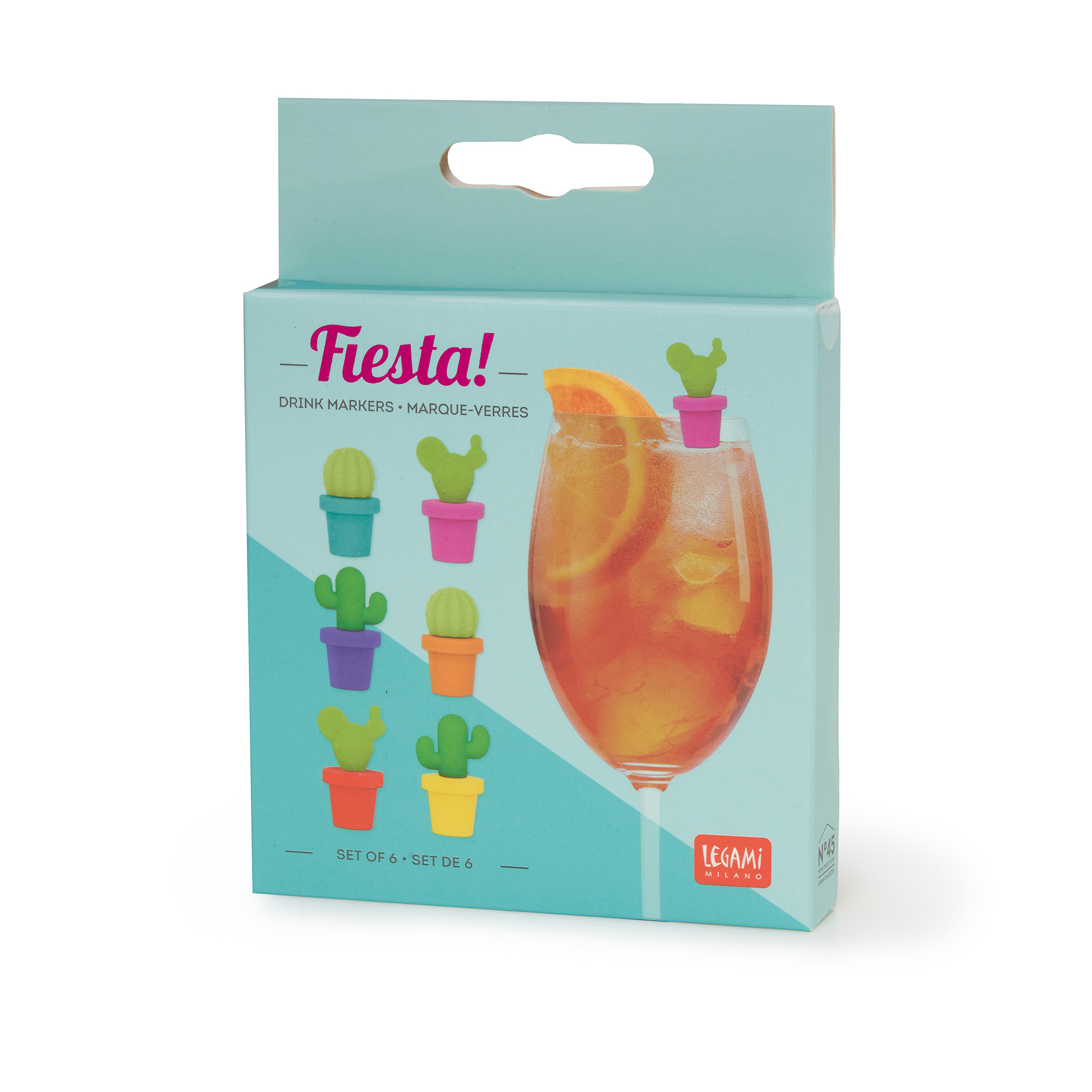 Legami Set mit 6 Glasmarkern Fiesta! Cactus Kaktus