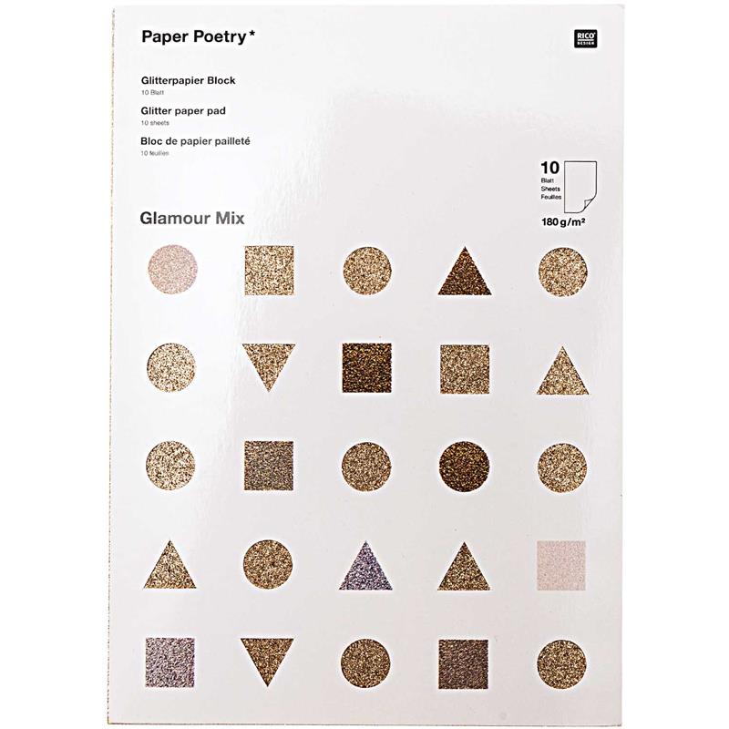 Paper Poetry Bastelpapier Glitterpapierblock Glamour Mix silber gold Paper Poetry Bastelpapier Glitterpapierblock Glamour Mix silber gold