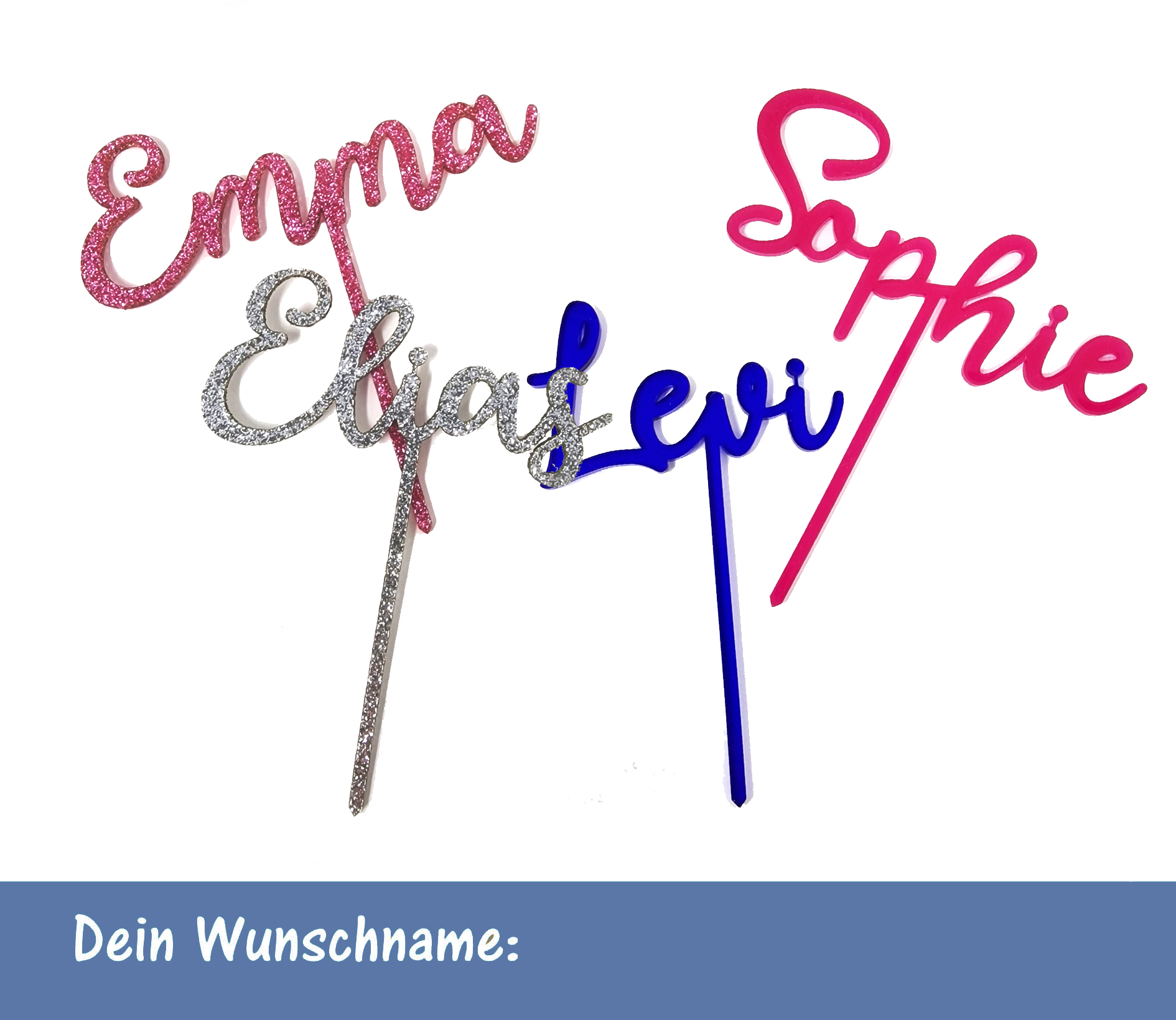 Personalisierter Cake Topper aus Acryl mit Wunschname zweizeilig Personalisierter Cake Topper aus Acryl mit Wunschname zweizeilig