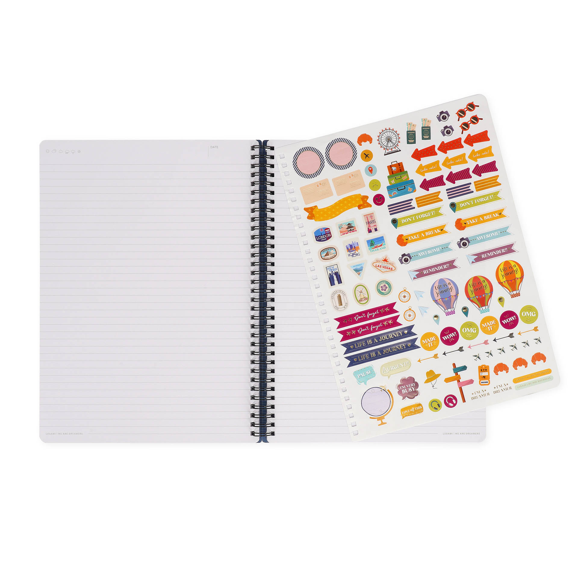 Legami Liniertes Notizbuch Maxi Spiralbindung Din A4 Travel Stickers Legami Liniertes Notizbuch Maxi Spiralbindung Din A4 Travel Stickers