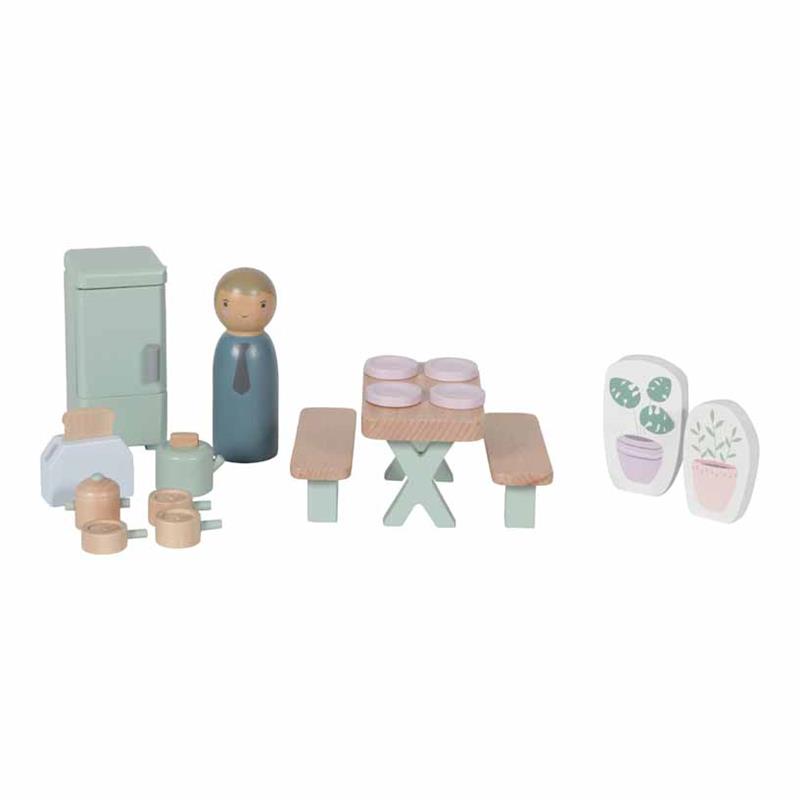 Little Dutch Puppenhaus Spielset Küche aus Holz 19 teilig Little Dutch Puppenhaus Spielset Küche aus Holz 19 teilig