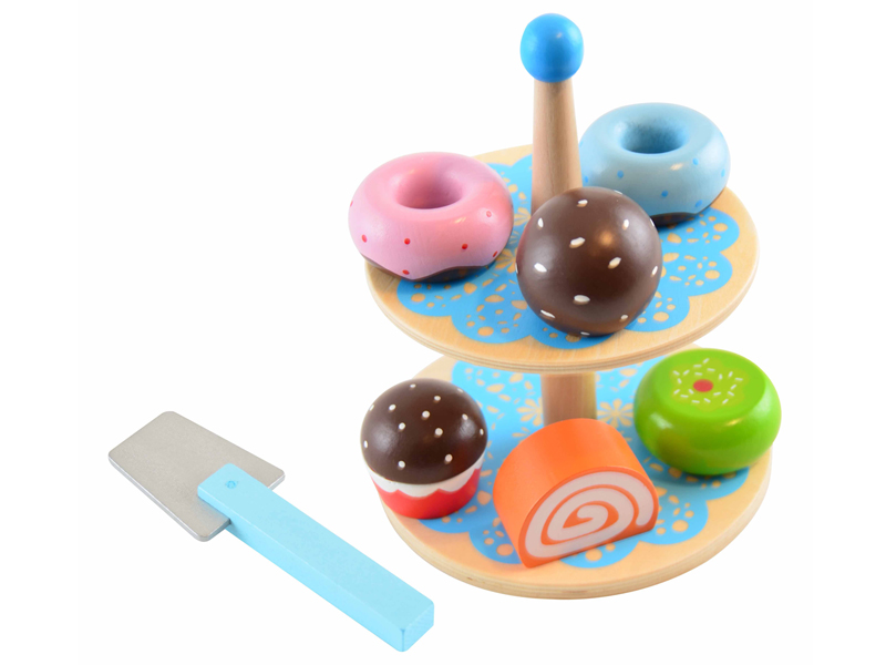 Magni Donut Kuchen-Etagere mit 6 Leckereien Donuts Törtchen Muffin aus Holz Magni Donut Kuchen-Etagere mit 6 Leckereien Donuts Törtchen Muffin aus Holz