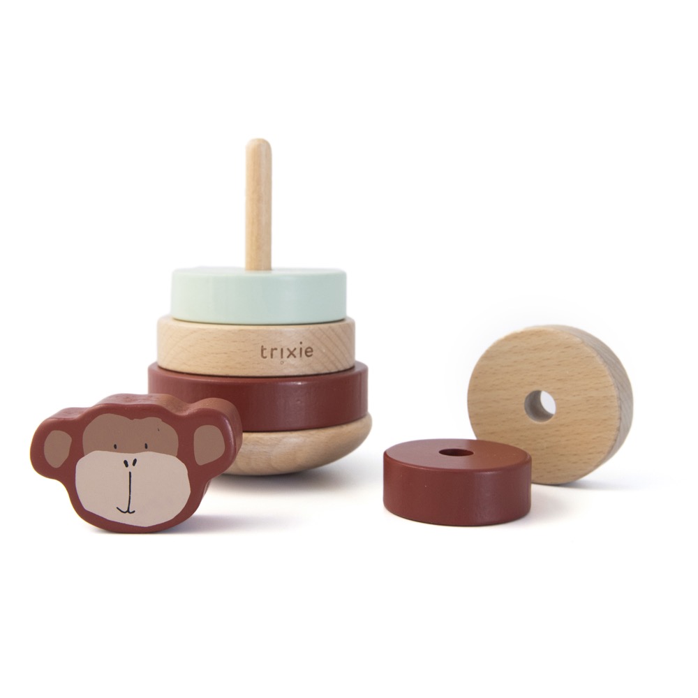 Trixie Baby Stapelturm mit Ringen Holz Affe braun