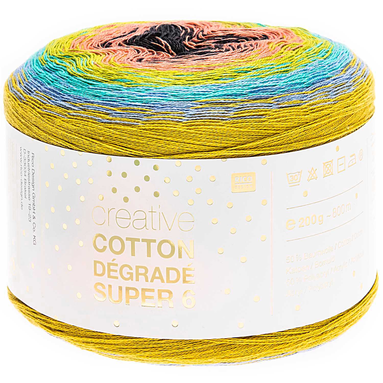Rico Design Creative Cotton Dégradé Super 6 200g Farbe 003 Multicolor